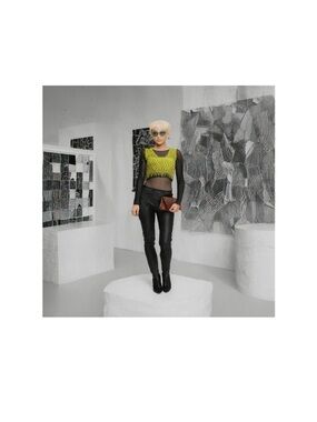Hand Crafted Lime Green & Black Fashion Portrait Art Print
